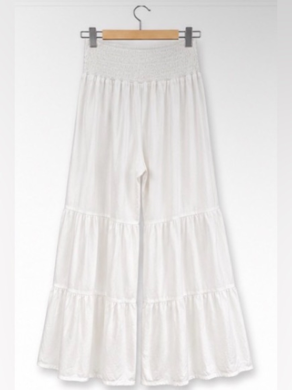 TFY Collection NWT White 100% Cotton Tiered Wide Leg Palazzo Pants